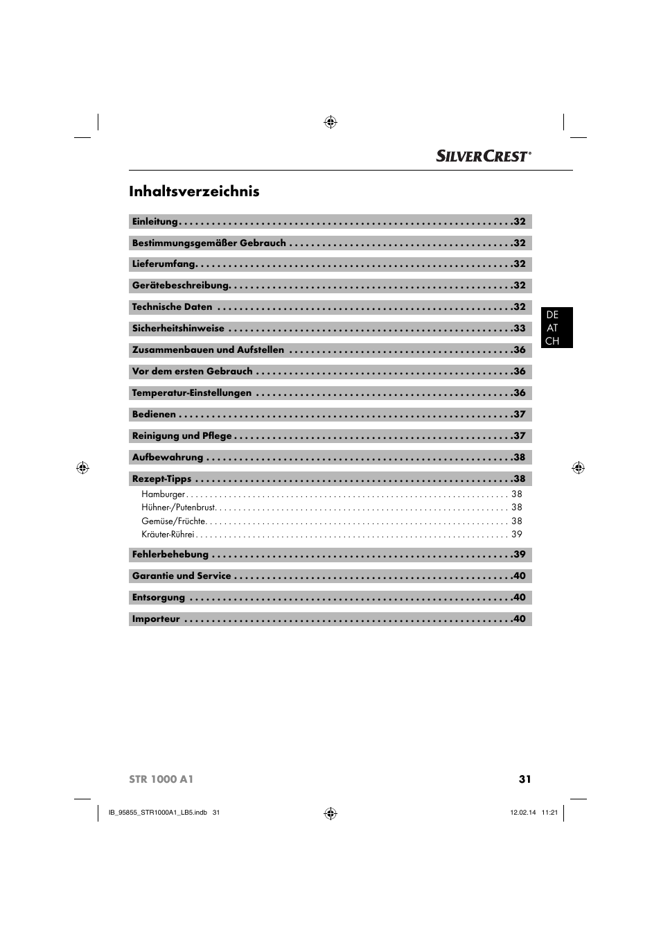 Silvercrest STR 1000 A1 User Manual | Page 34 / 44