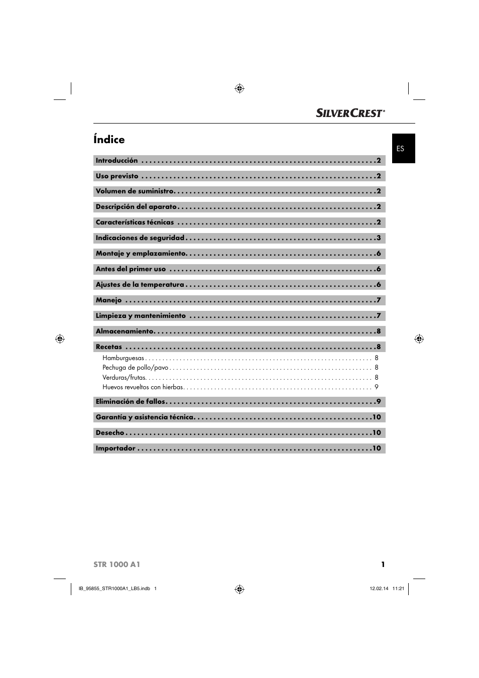 Índice | Silvercrest STR 1000 A1 User Manual | Page 4 / 44