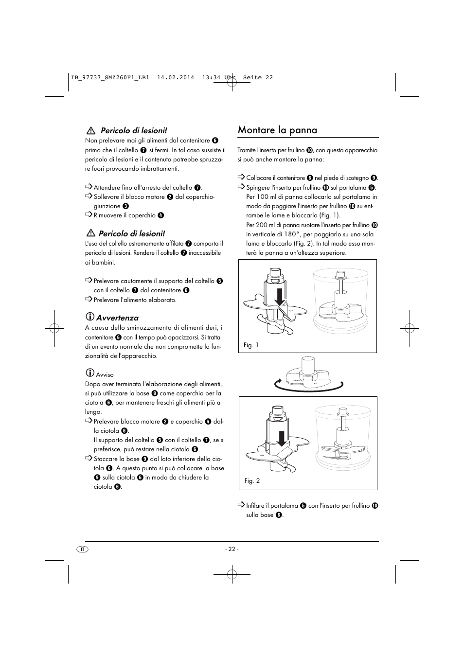 Montare la panna | Silvercrest SMZ 260 F1 User Manual | Page 25 / 44