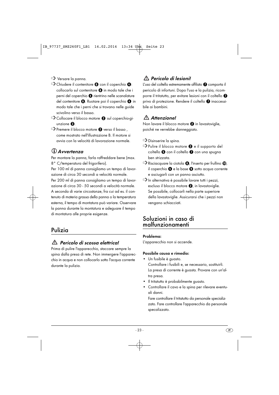 Pulizia, Soluzioni in caso di malfunzionamenti | Silvercrest SMZ 260 F1 User Manual | Page 26 / 44