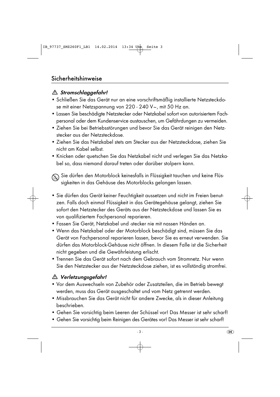 Sicherheitshinweise | Silvercrest SMZ 260 F1 User Manual | Page 6 / 44