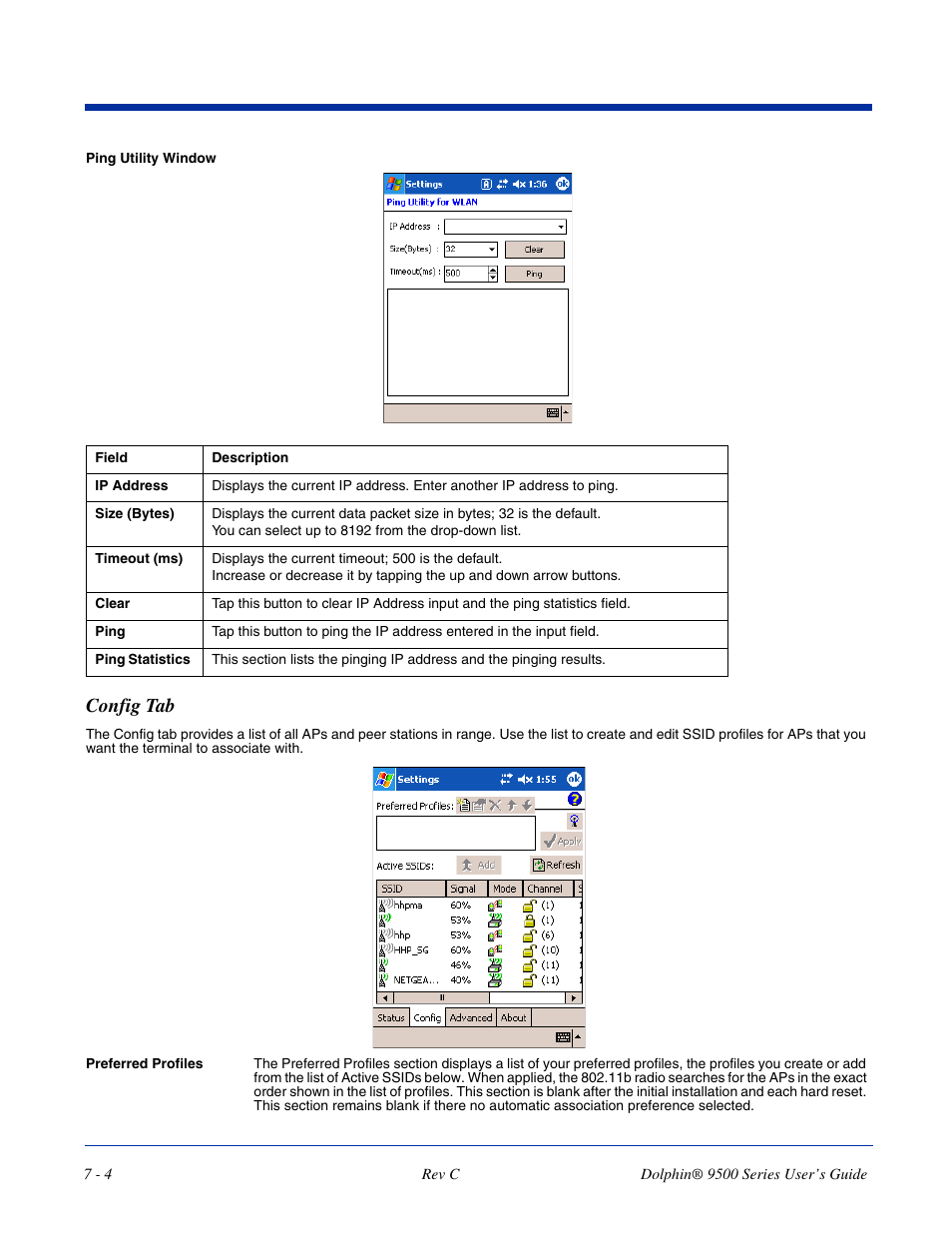 Config tab, Config tab -4 | Dolphin Peripherals 9500 User Manual | Page 104 / 264