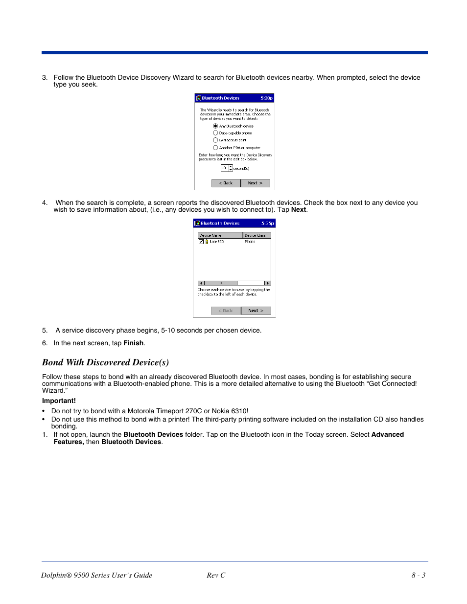 Bond with discovered device(s), Bond with discovered device(s) -3 | Dolphin Peripherals 9500 User Manual | Page 139 / 264