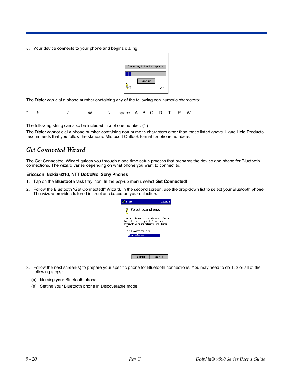 Get connected wizard, Get connected wizard -20 | Dolphin Peripherals 9500 User Manual | Page 156 / 264