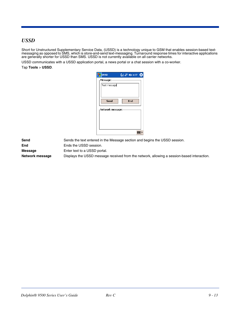 Ussd, Ussd -13 | Dolphin Peripherals 9500 User Manual | Page 173 / 264