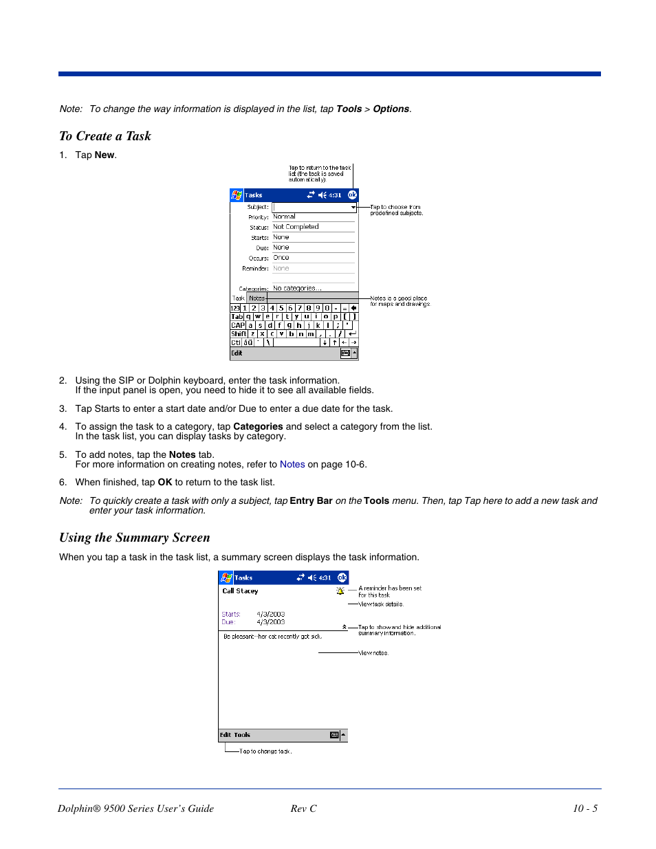 Using the summary screen | Dolphin Peripherals 9500 User Manual | Page 191 / 264