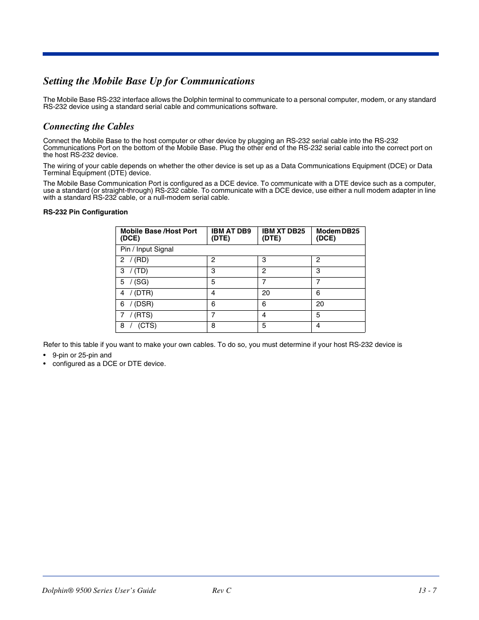 Setting the mobile base up for communications, Connecting the cables, Setting the mobile base up for communications -7 | Connecting the cables -7 | Dolphin Peripherals 9500 User Manual | Page 231 / 264