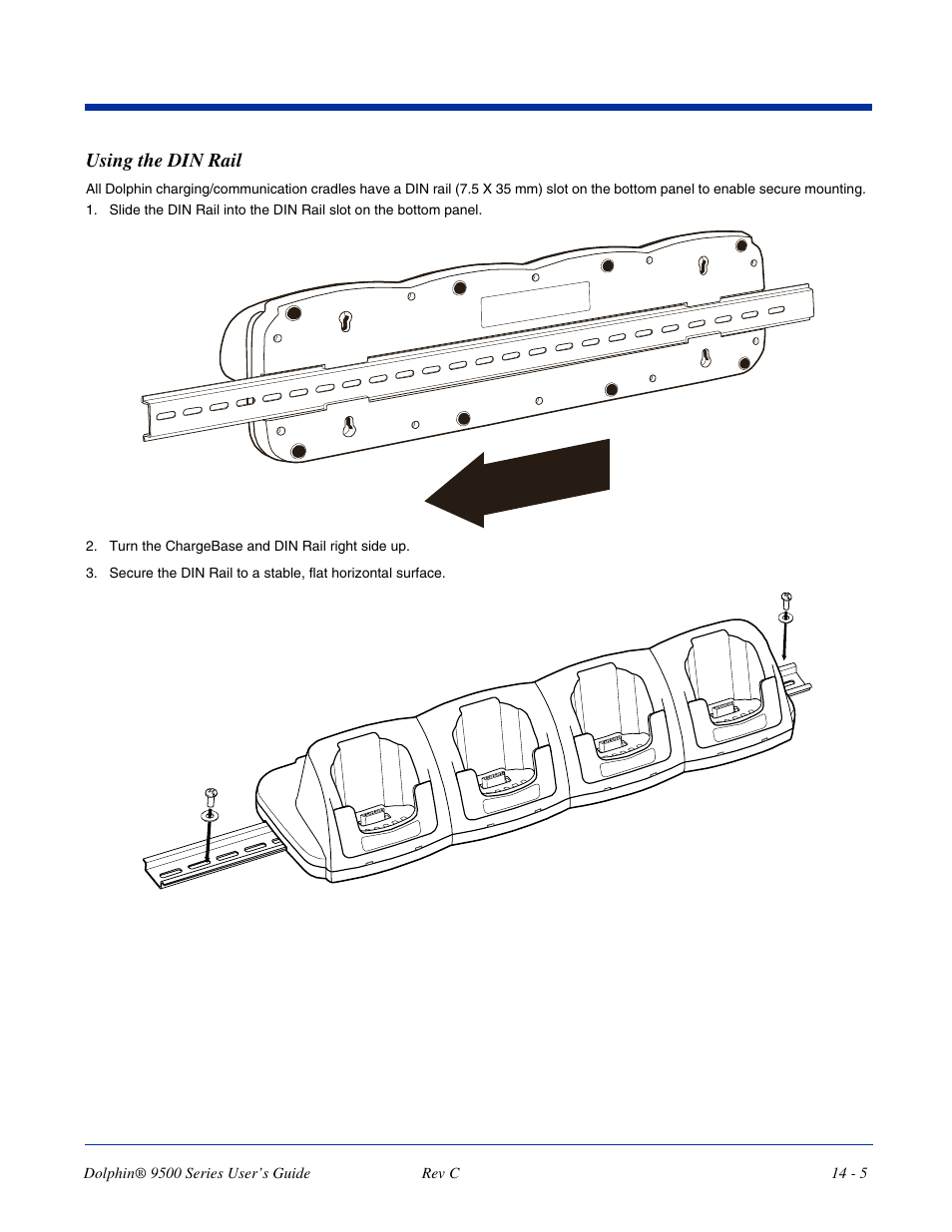 Using the din rail, Using the din rail -5 | Dolphin Peripherals 9500 User Manual | Page 239 / 264