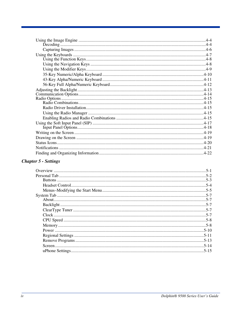 Dolphin Peripherals 9500 User Manual | Page 4 / 264