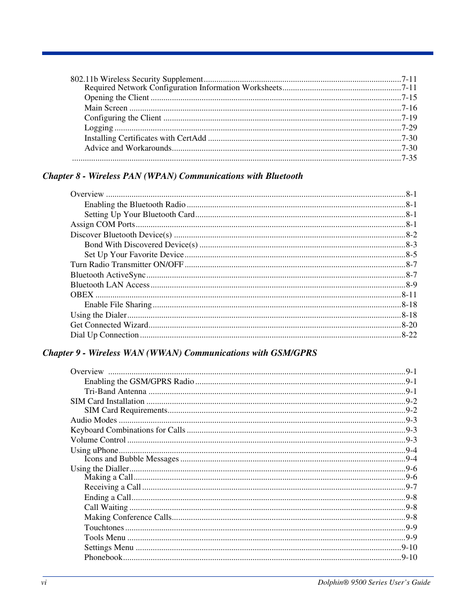 Dolphin Peripherals 9500 User Manual | Page 6 / 264