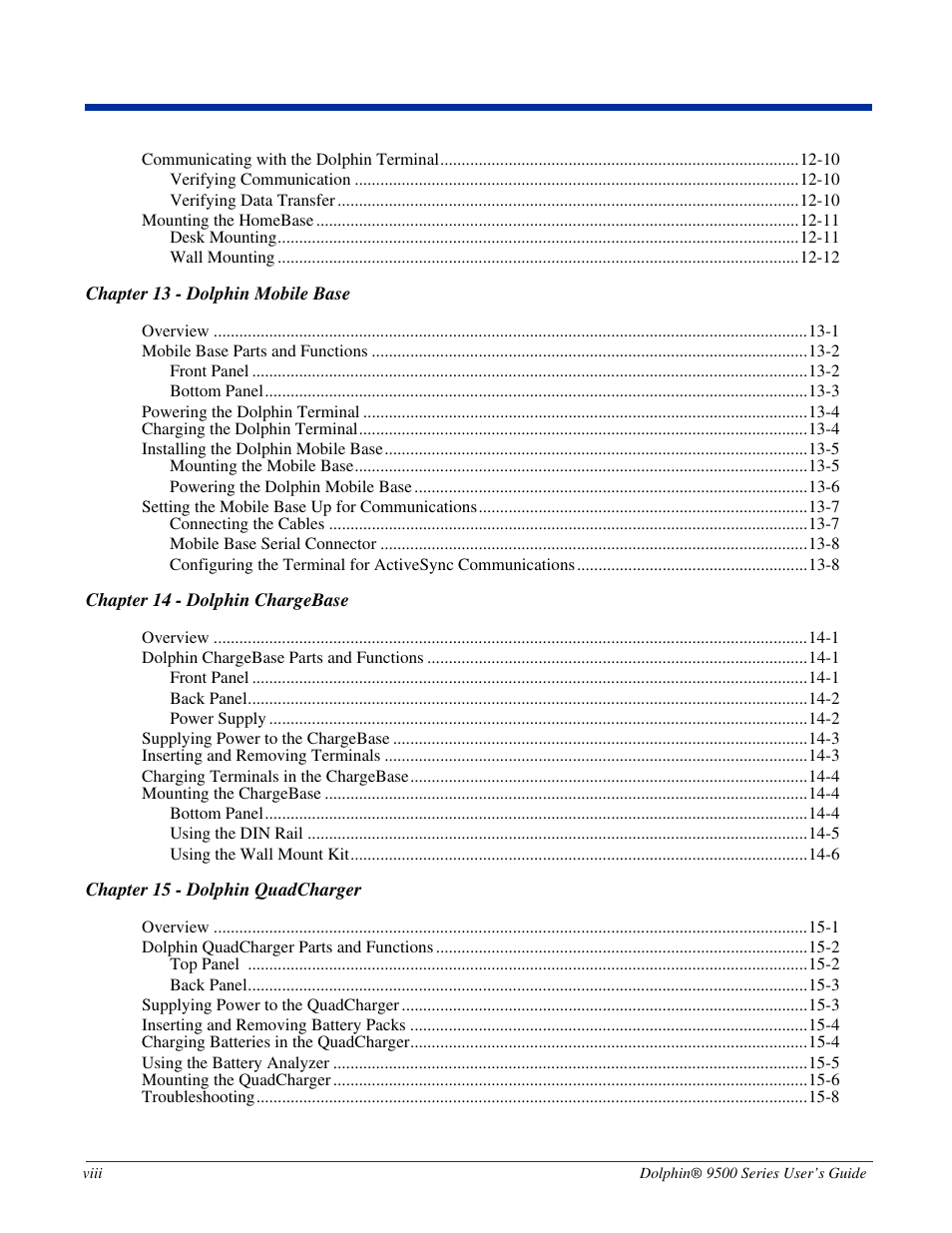 Dolphin Peripherals 9500 User Manual | Page 8 / 264