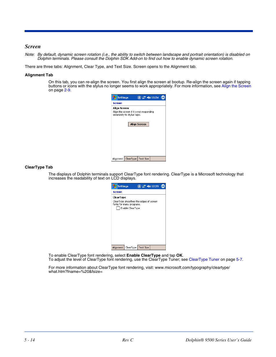 Screen, Screen -14, Rendering in the screen setting | Dolphin Peripherals 9500 User Manual | Page 80 / 264