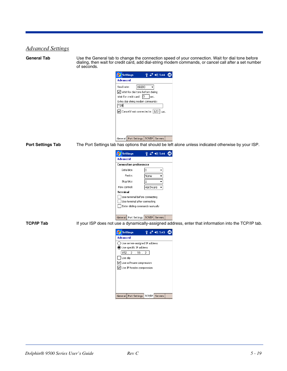 Advanced settings | Dolphin Peripherals 9500 User Manual | Page 85 / 264