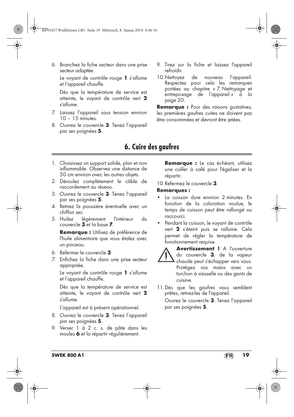 Cuire des gaufres | Silvercrest SWEK 800 A1 User Manual | Page 21 / 58
