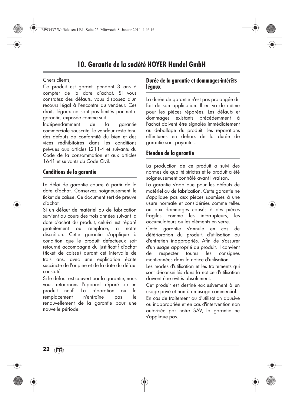 Garantie de la société hoyer handel gmbh | Silvercrest SWEK 800 A1 User Manual | Page 24 / 58