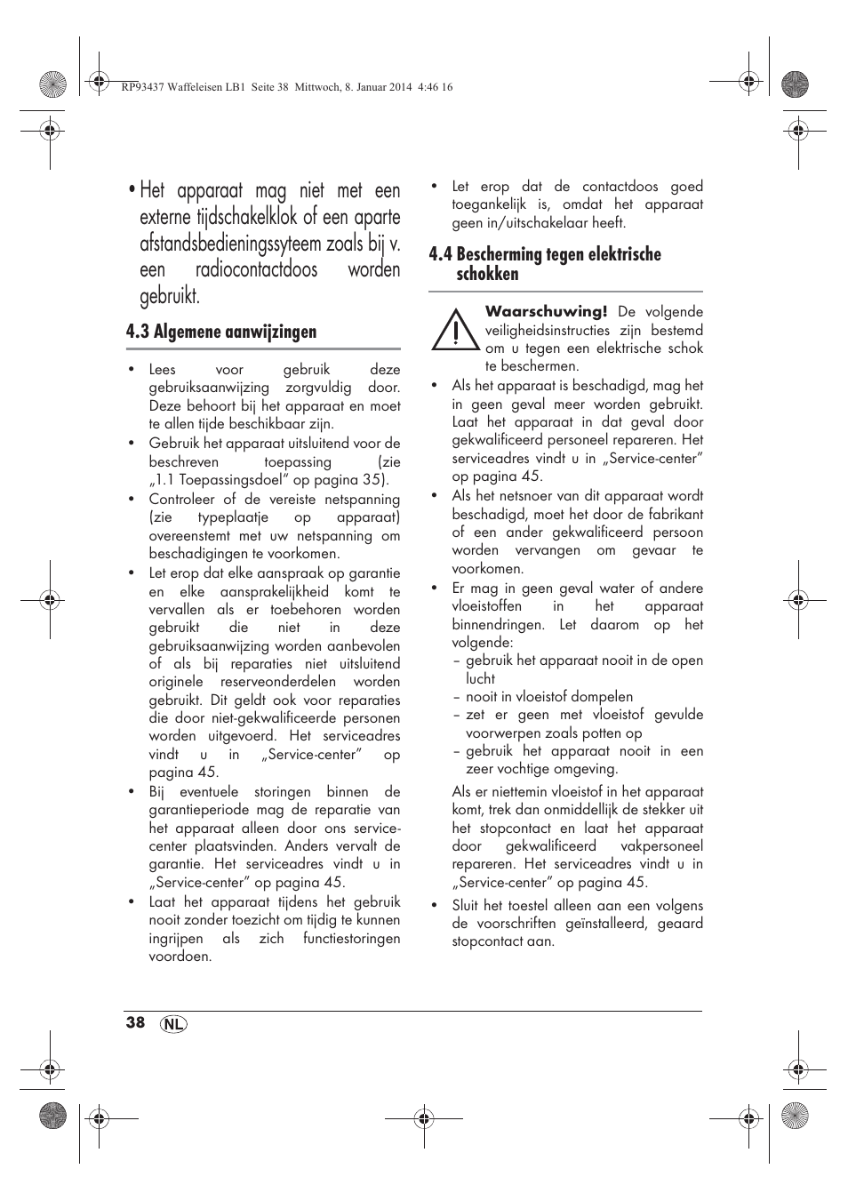 3 algemene aanwijzingen, 4 bescherming tegen elektrische schokken | Silvercrest SWEK 800 A1 User Manual | Page 40 / 58