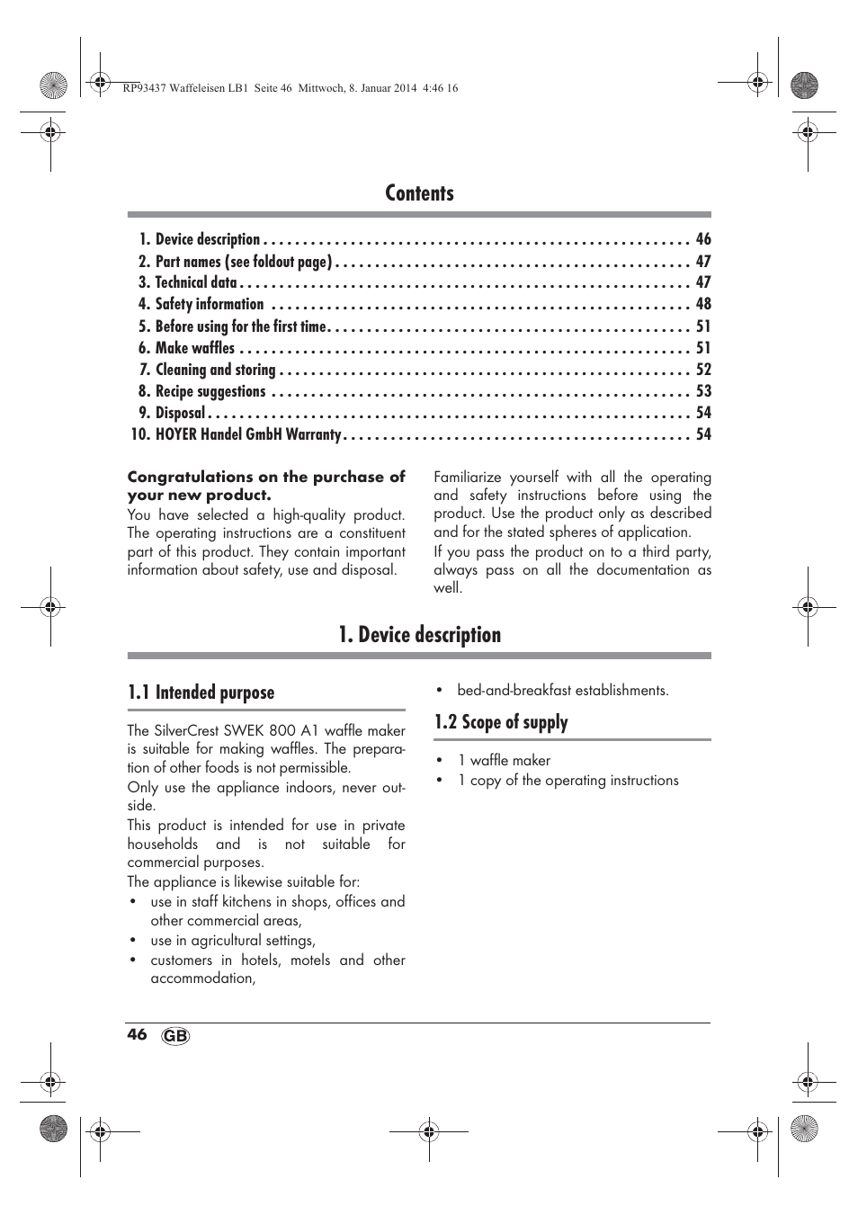 Silvercrest SWEK 800 A1 User Manual | Page 48 / 58