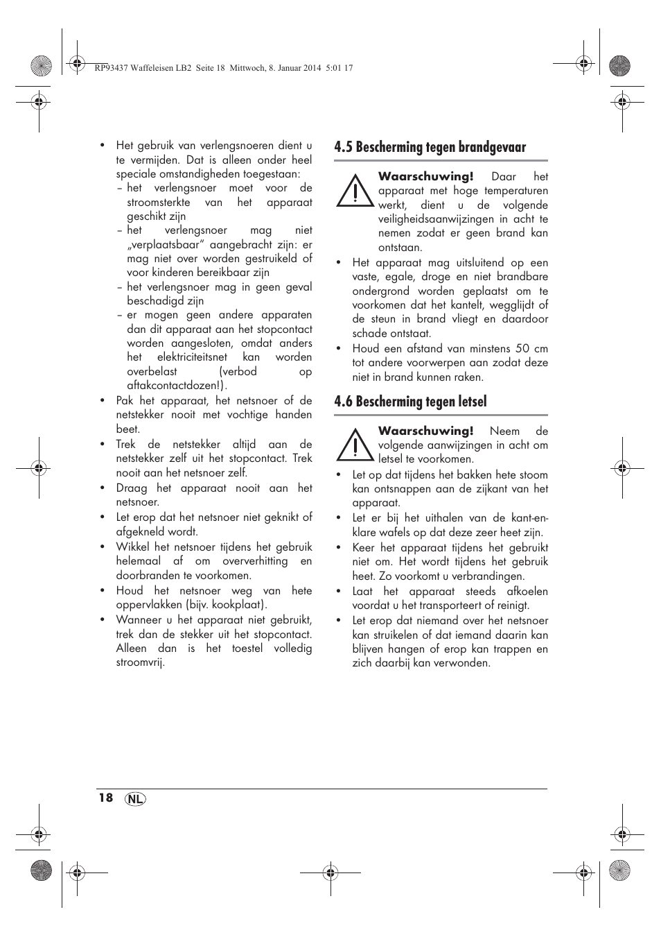 5 bescherming tegen brandgevaar, 6 bescherming tegen letsel | Silvercrest SWEK 800 A1 User Manual | Page 20 / 50