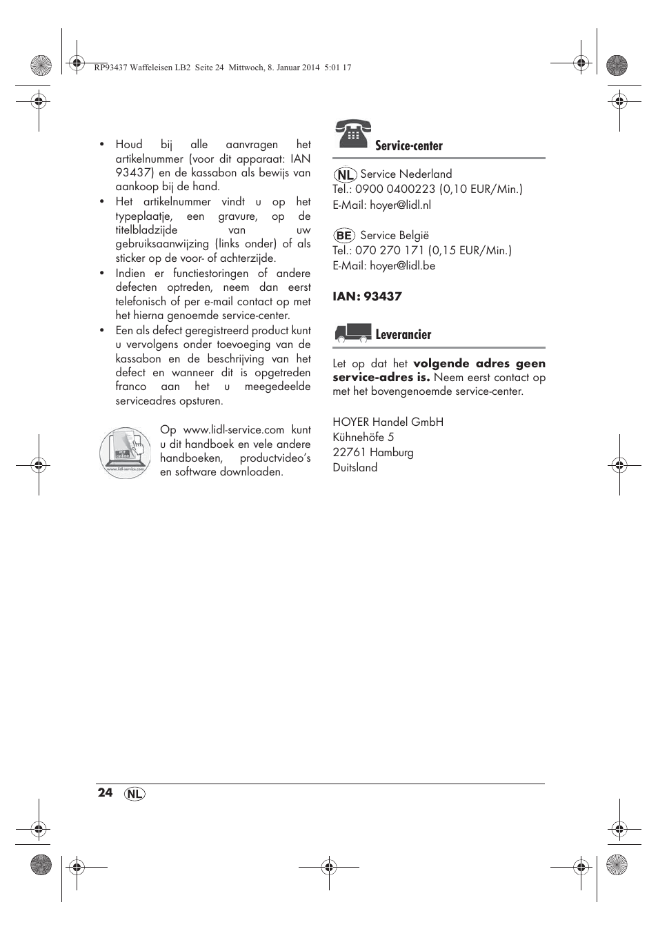 Service-center, Leverancier | Silvercrest SWEK 800 A1 User Manual | Page 26 / 50