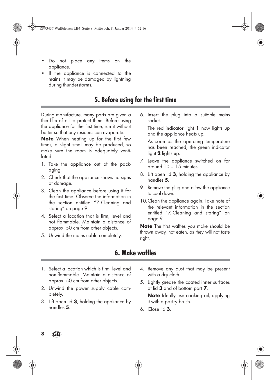 Before using for the first time, Make waffles | Silvercrest SWEK 800 A1 User Manual | Page 10 / 78