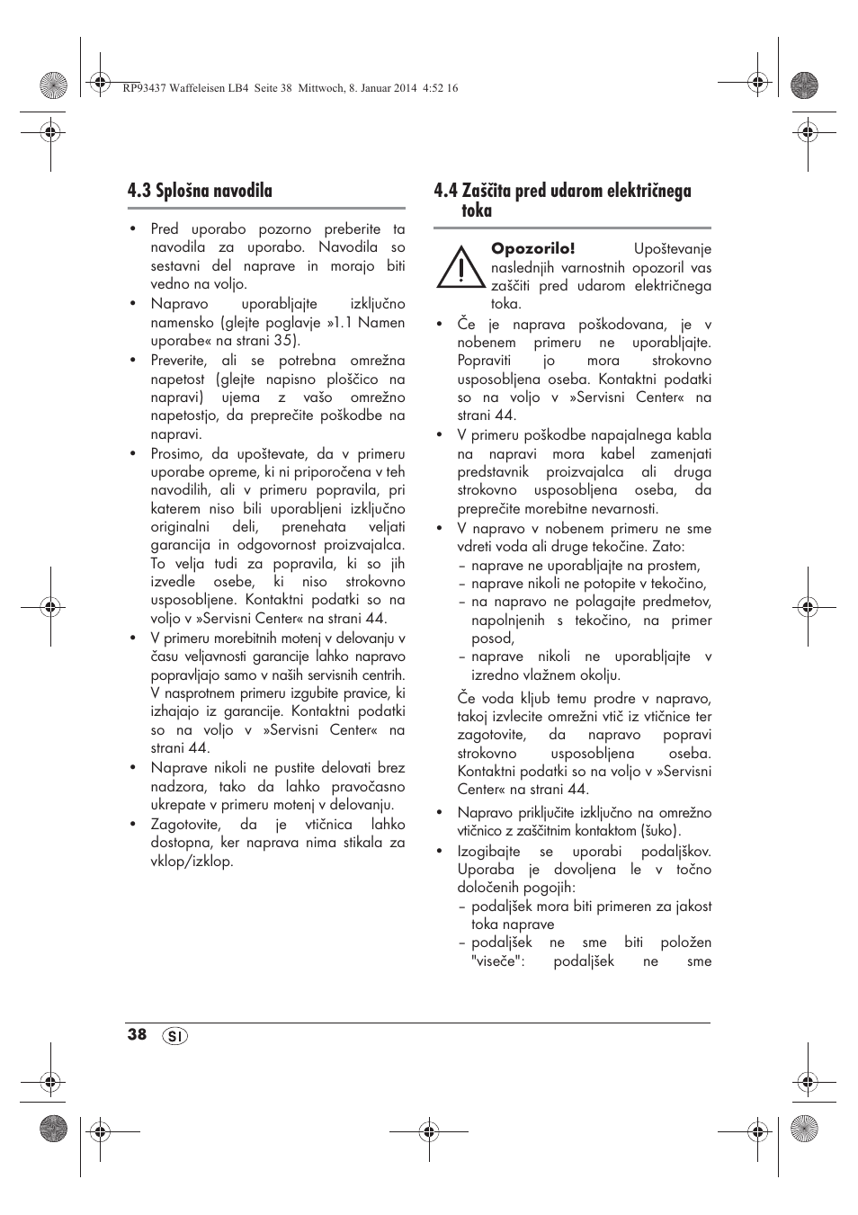 3 splošna navodila, 4 zaščita pred udarom električnega toka | Silvercrest SWEK 800 A1 User Manual | Page 40 / 78