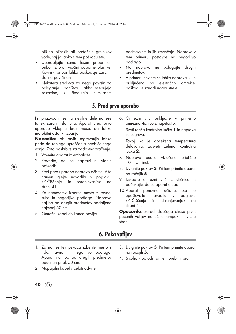 Pred prvo uporabo, Peka vafljev | Silvercrest SWEK 800 A1 User Manual | Page 42 / 78