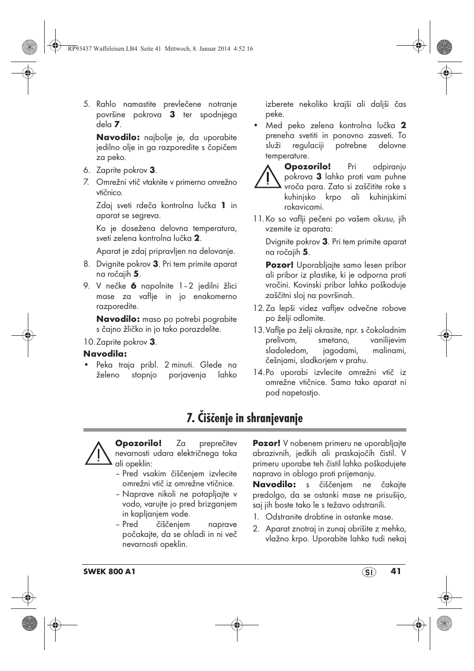 Čiščenje in shranjevanje | Silvercrest SWEK 800 A1 User Manual | Page 43 / 78