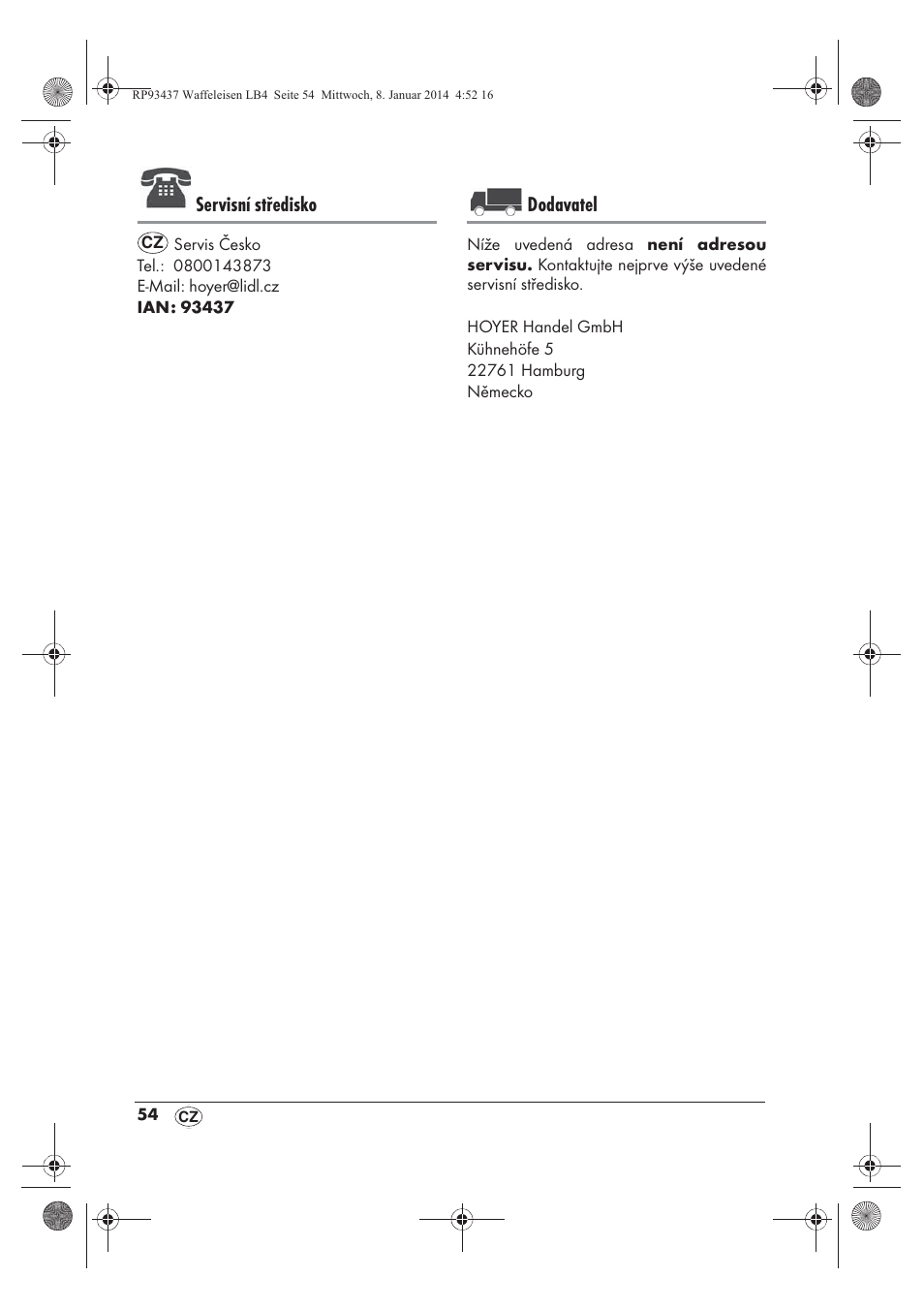 Servisní středisko, Dodavatel | Silvercrest SWEK 800 A1 User Manual | Page 56 / 78