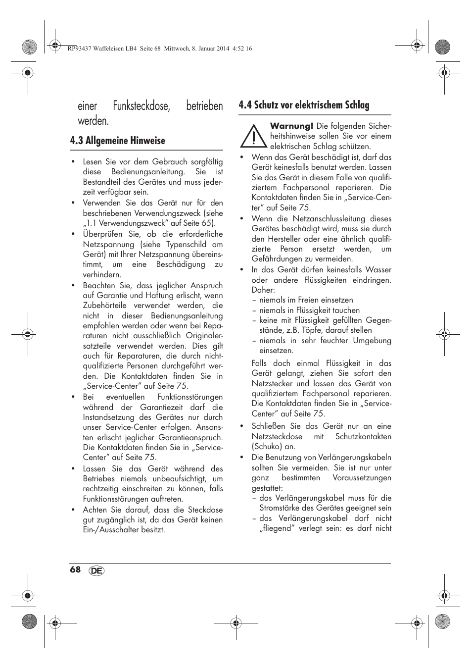 Einer funksteckdose, betrieben werden, 3 allgemeine hinweise, 4 schutz vor elektrischem schlag | Silvercrest SWEK 800 A1 User Manual | Page 70 / 78