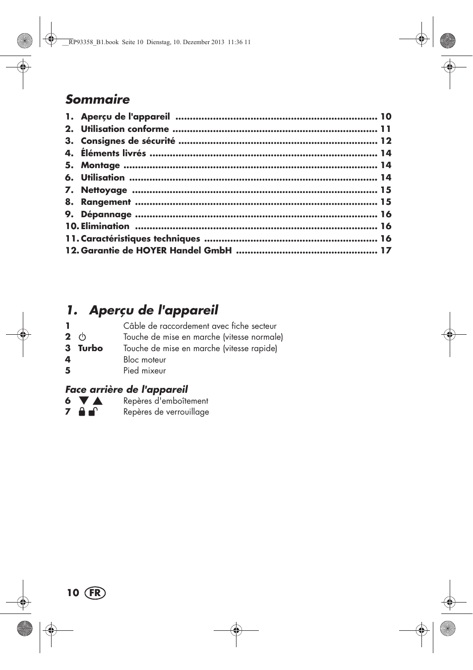 Sommaire, Aperçu de l'appareil | Silvercrest SSM 300 A1 User Manual | Page 12 / 46