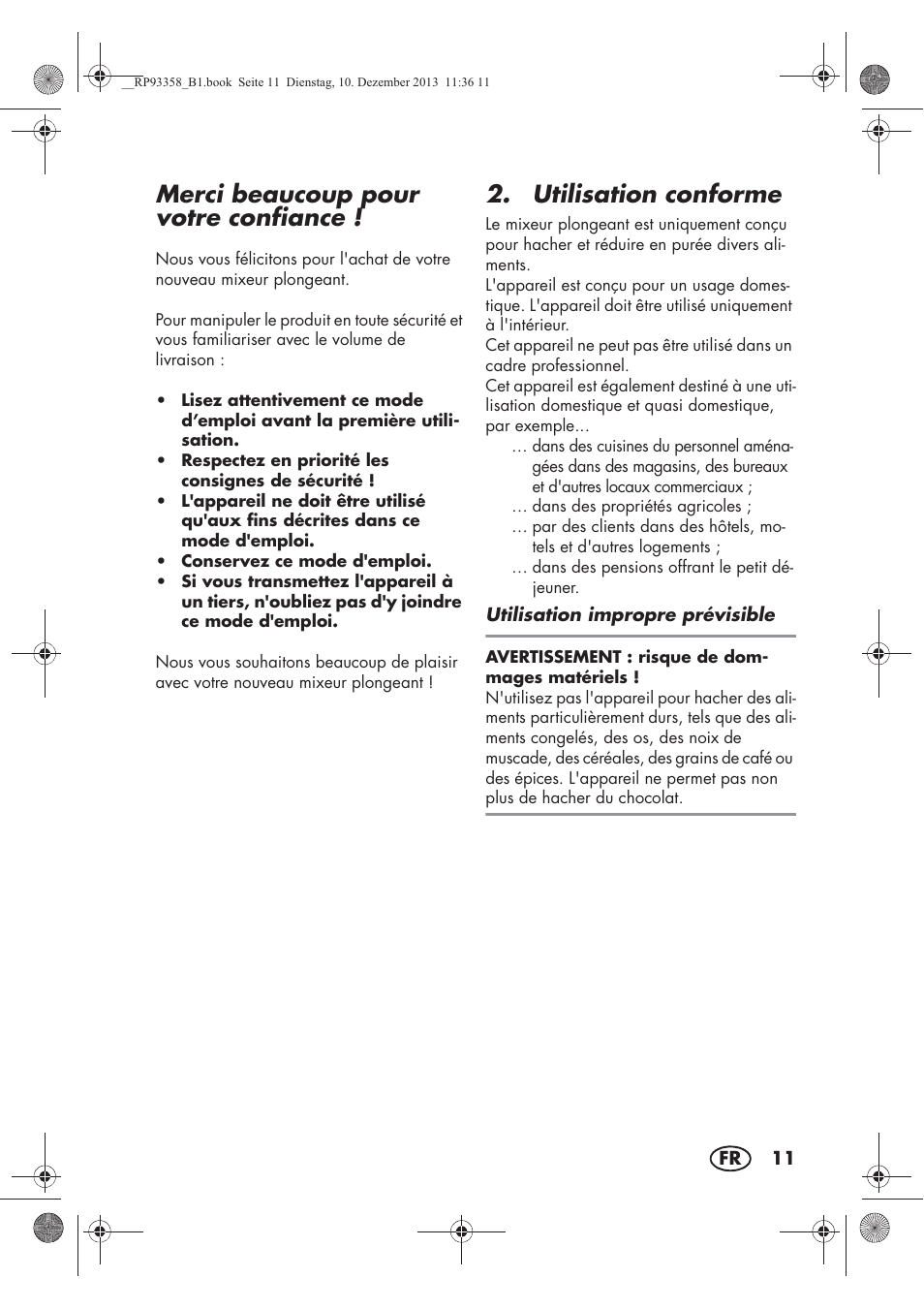 Merci beaucoup pour votre confiance, Utilisation conforme | Silvercrest SSM 300 A1 User Manual | Page 13 / 46