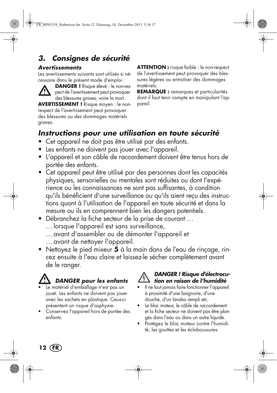 Consignes de sécurité | Silvercrest SSM 300 A1 User Manual | Page 14 / 46