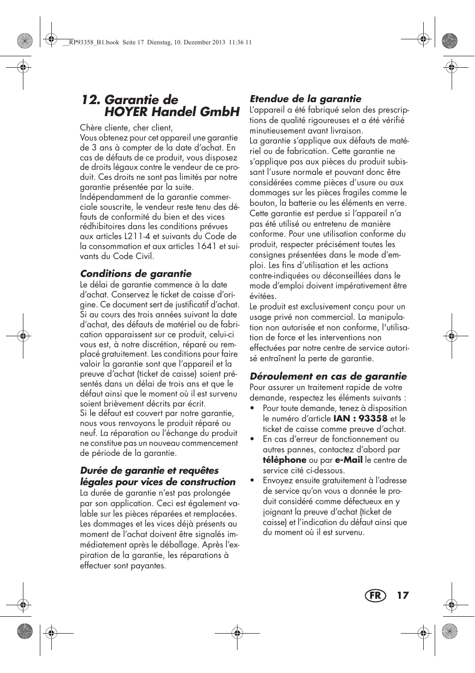 Garantie de hoyer handel gmbh | Silvercrest SSM 300 A1 User Manual | Page 19 / 46