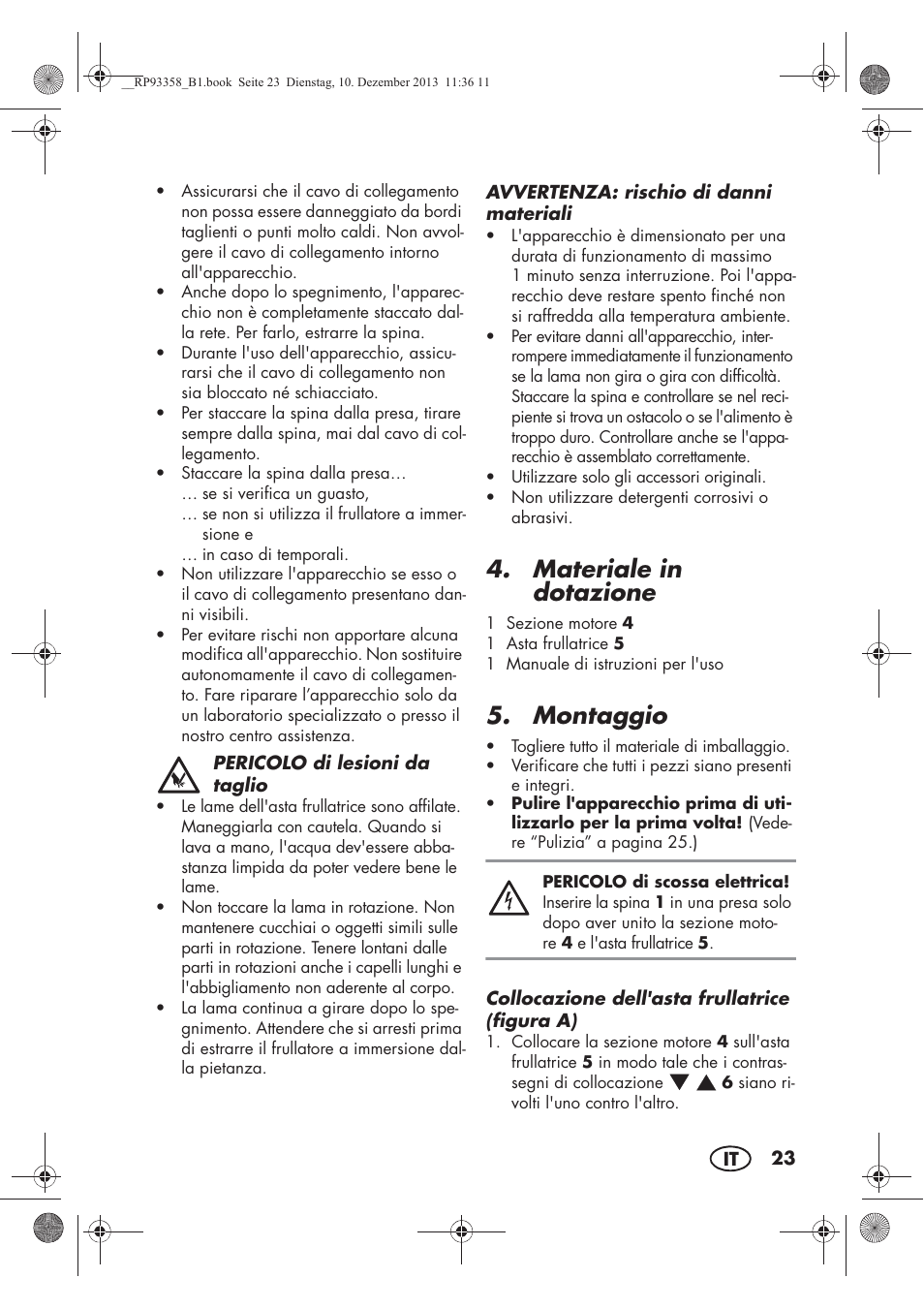 Materiale in dotazione, Montaggio | Silvercrest SSM 300 A1 User Manual | Page 25 / 46