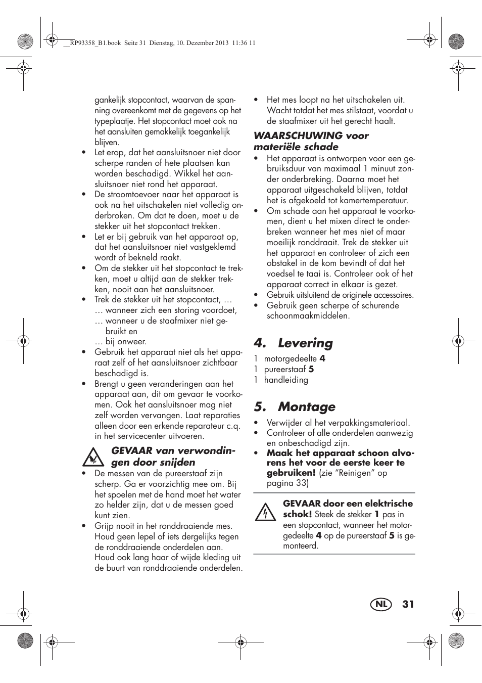 Levering, Montage | Silvercrest SSM 300 A1 User Manual | Page 33 / 46