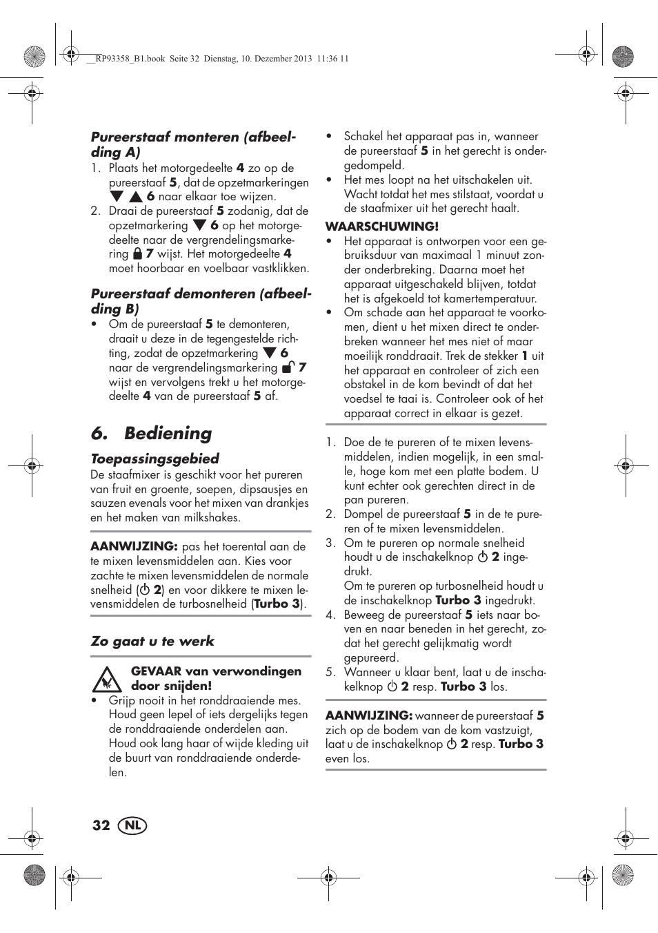 Bediening | Silvercrest SSM 300 A1 User Manual | Page 34 / 46