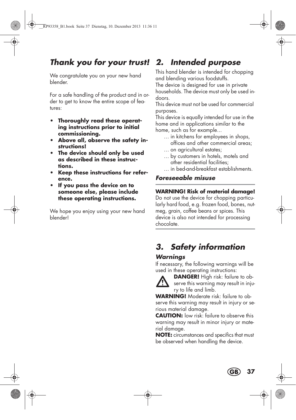 Intended purpose, Safety information | Silvercrest SSM 300 A1 User Manual | Page 39 / 46