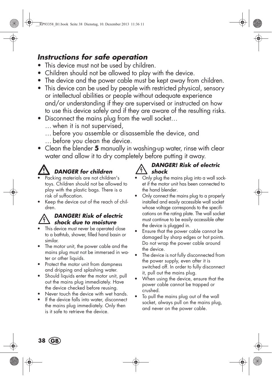 Instructions for safe operation | Silvercrest SSM 300 A1 User Manual | Page 40 / 46