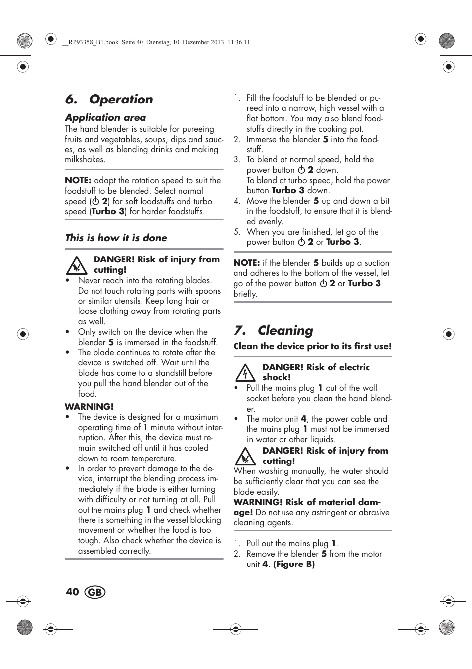 Operation, Cleaning | Silvercrest SSM 300 A1 User Manual | Page 42 / 46