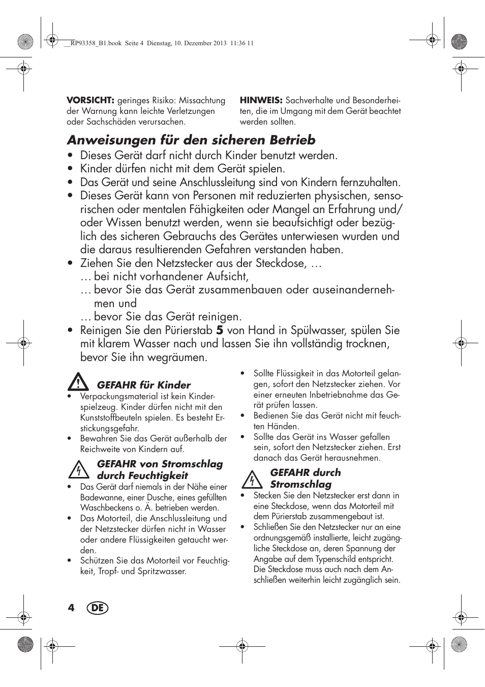 Anweisungen für den sicheren betrieb | Silvercrest SSM 300 A1 User Manual | Page 6 / 46