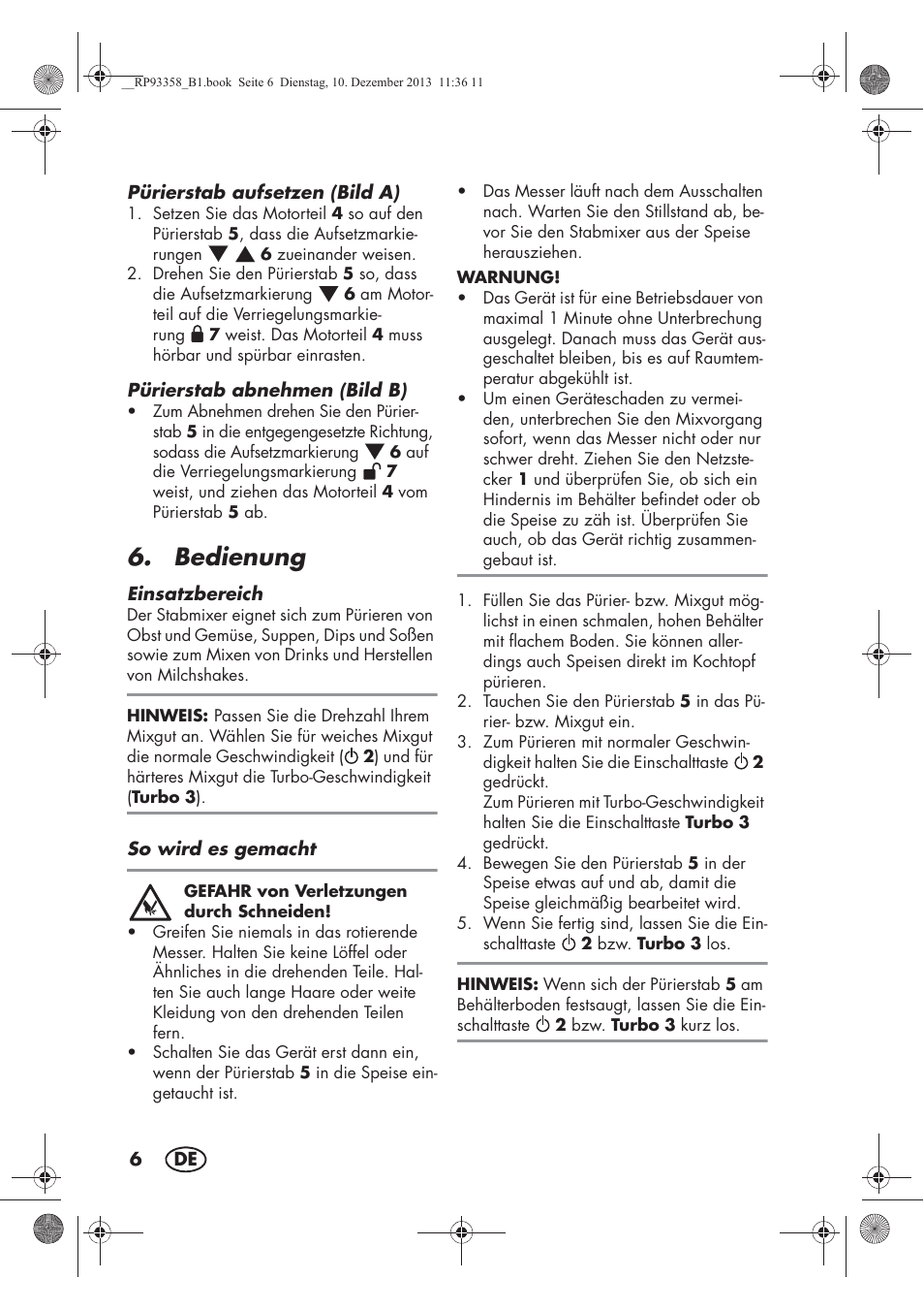 Bedienung | Silvercrest SSM 300 A1 User Manual | Page 8 / 46