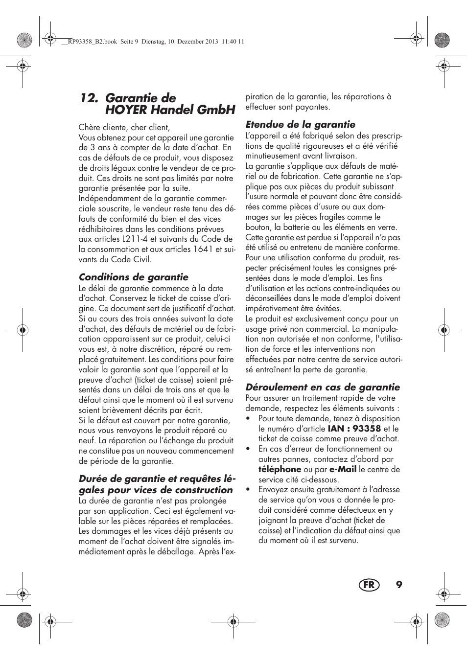 Garantie de hoyer handel gmbh | Silvercrest SSM 300 A1 User Manual | Page 11 / 38