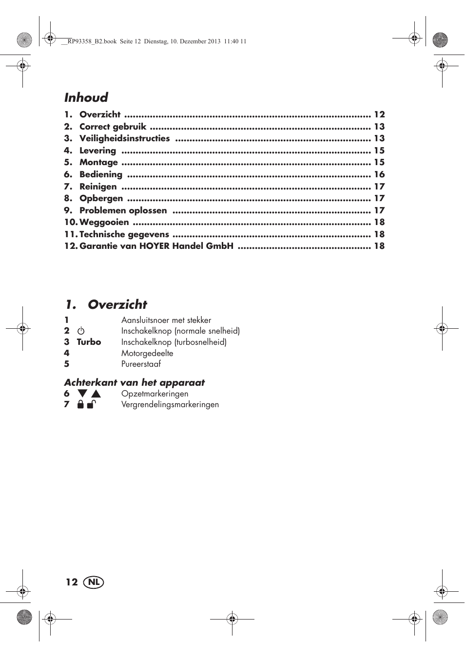 Inhoud, Overzicht | Silvercrest SSM 300 A1 User Manual | Page 14 / 38