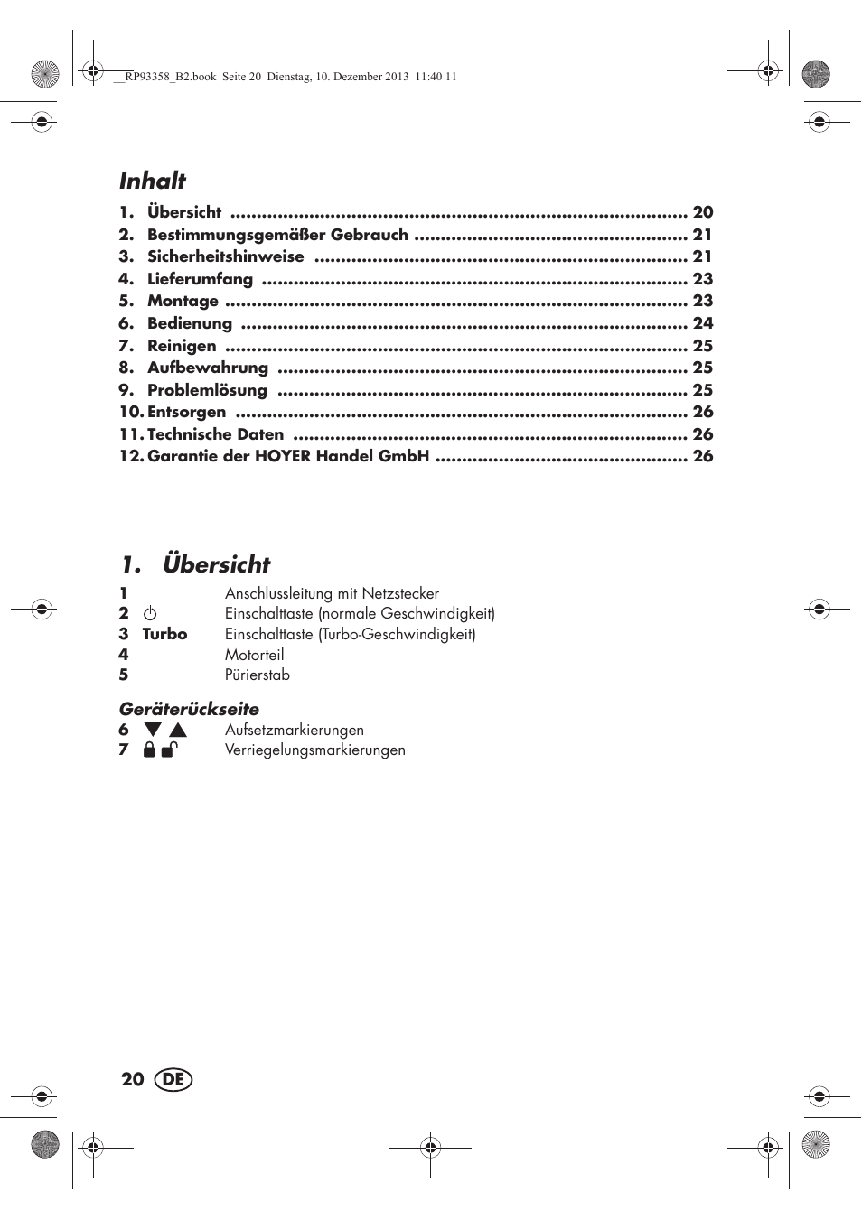 Inhalt, Übersicht | Silvercrest SSM 300 A1 User Manual | Page 22 / 38