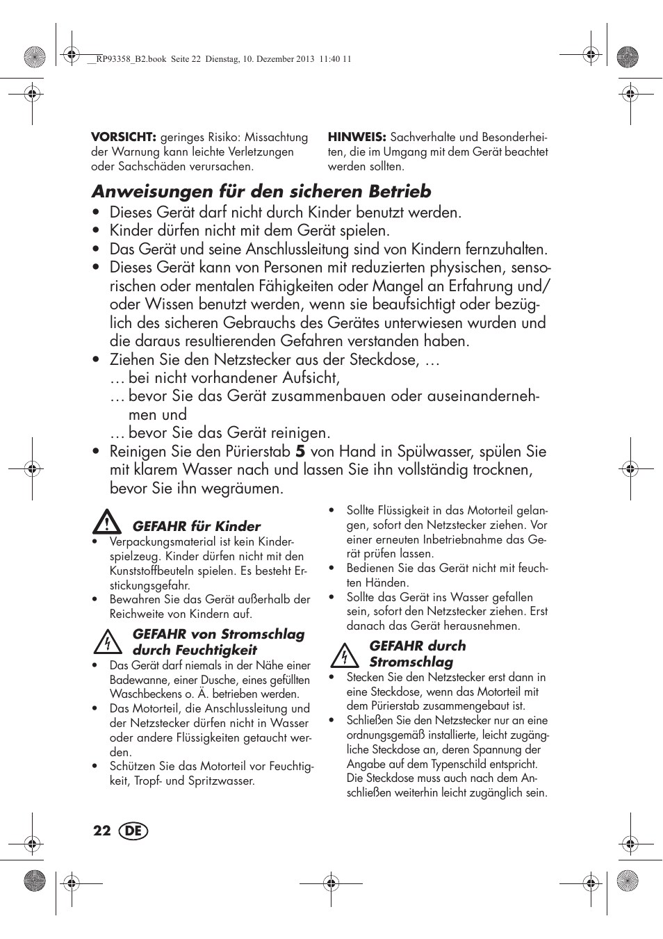 Anweisungen für den sicheren betrieb | Silvercrest SSM 300 A1 User Manual | Page 24 / 38