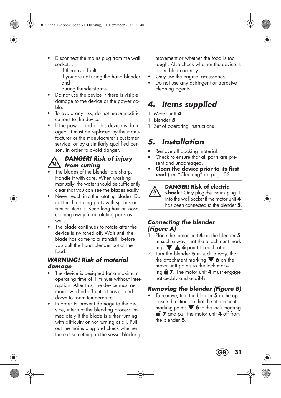 Items supplied, Installation | Silvercrest SSM 300 A1 User Manual | Page 33 / 38