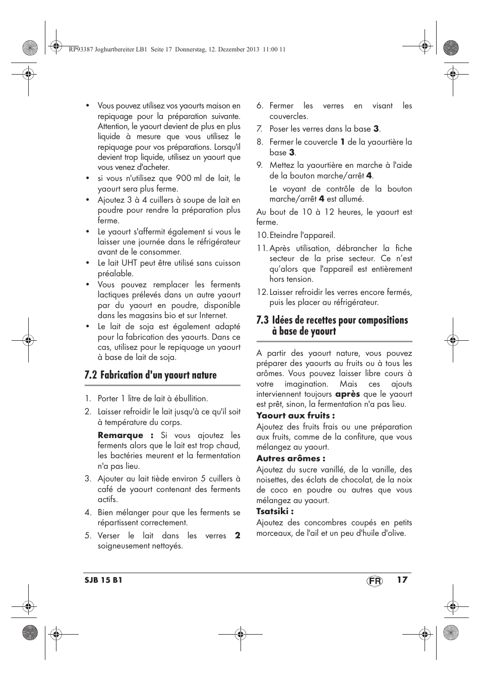 2 fabrication d'un yaourt nature | Silvercrest SJB 15 B1 User Manual | Page 19 / 50