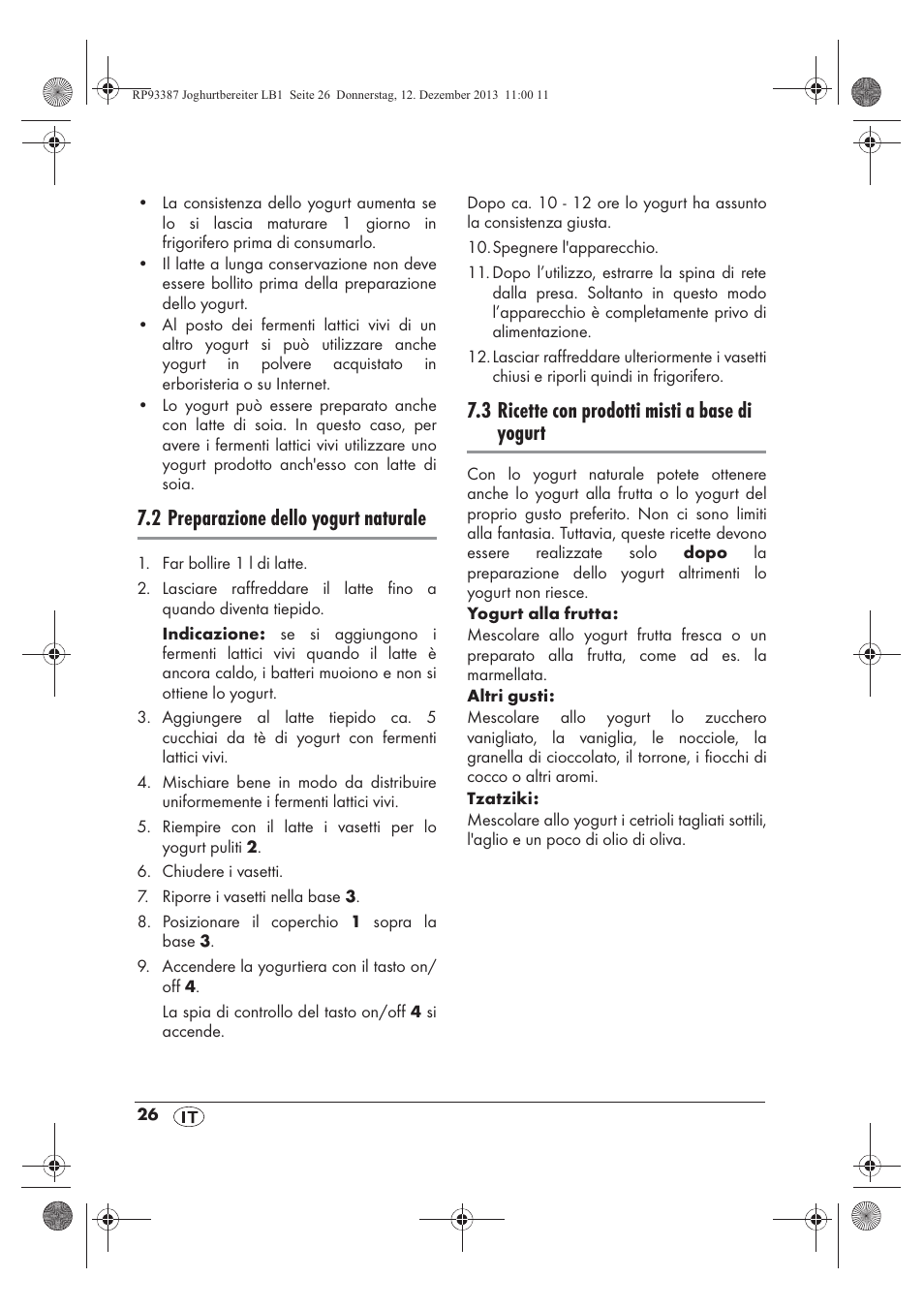 2 preparazione dello yogurt naturale, 3 ricette con prodotti misti a base di yogurt | Silvercrest SJB 15 B1 User Manual | Page 28 / 50