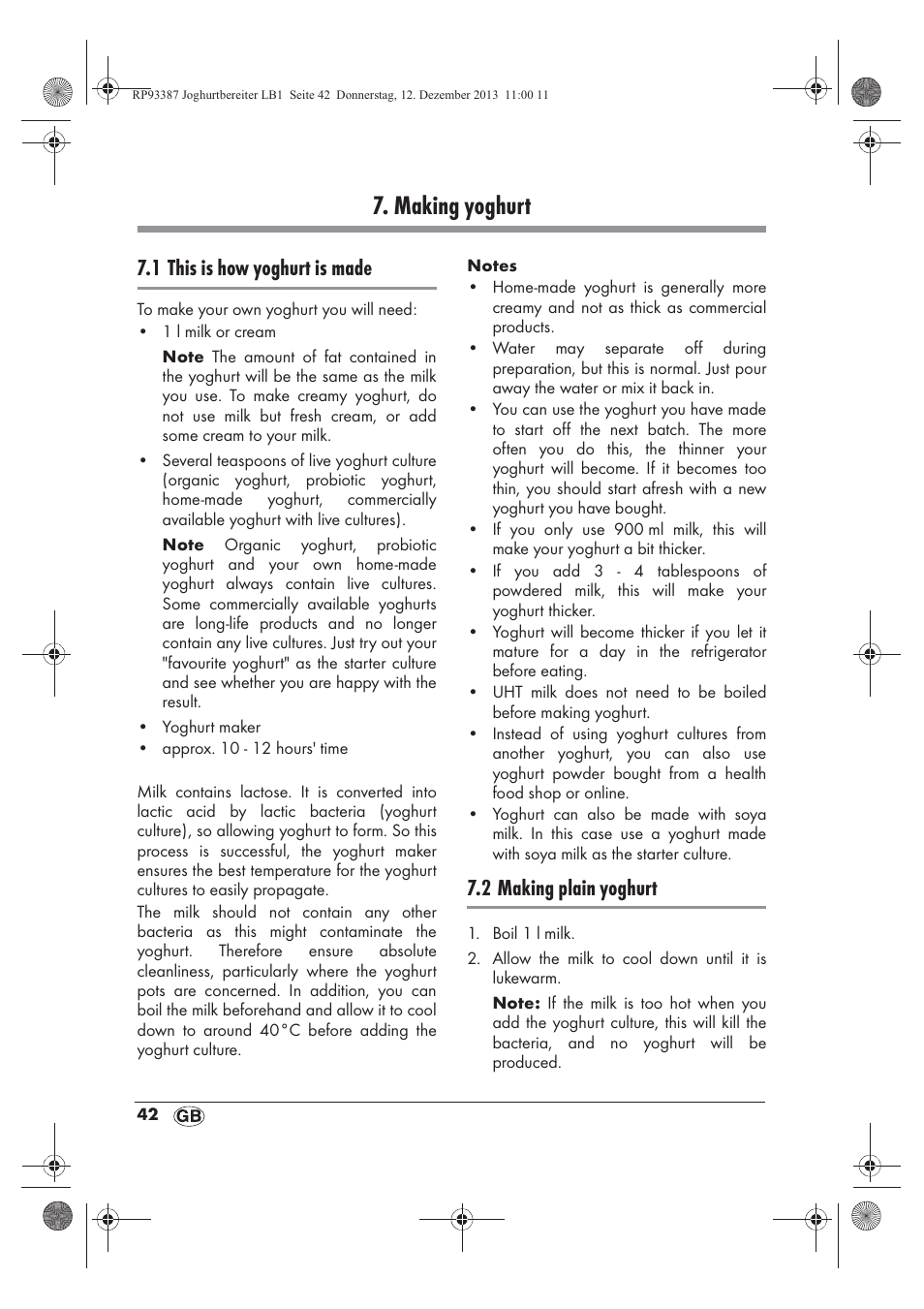 Making yoghurt, 1 this is how yoghurt is made, 2 making plain yoghurt | Silvercrest SJB 15 B1 User Manual | Page 44 / 50