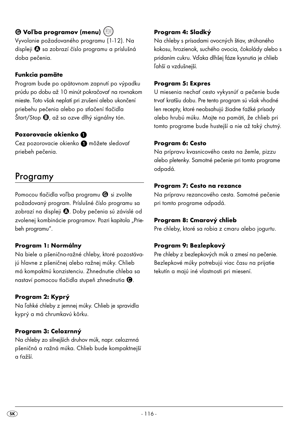 Programy | Silvercrest BREAD MAKER SBB 850 A1 User Manual | Page 119 / 160